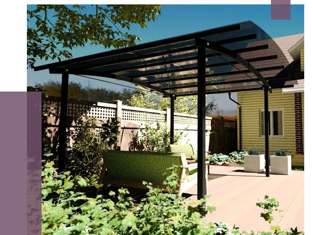 Навесы для террасы в Кирове-Чепецке от 13864 руб. под ключ | ПРОЛЁТ-Крв