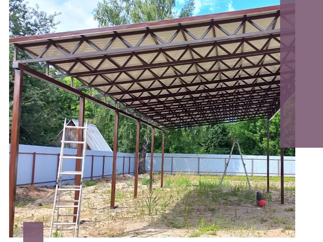 Односкатные навесы под ключ в Кирове-Чепецке — изготовление и монтаж