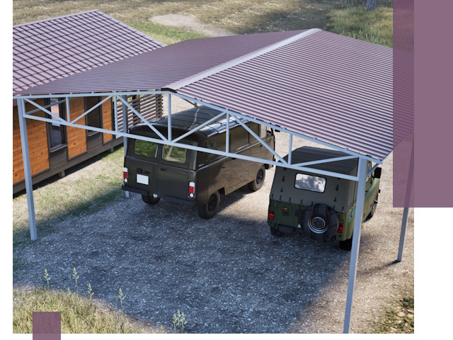 Двускатные навесы под ключ в Кирове-Чепецке — изготовление и монтаж